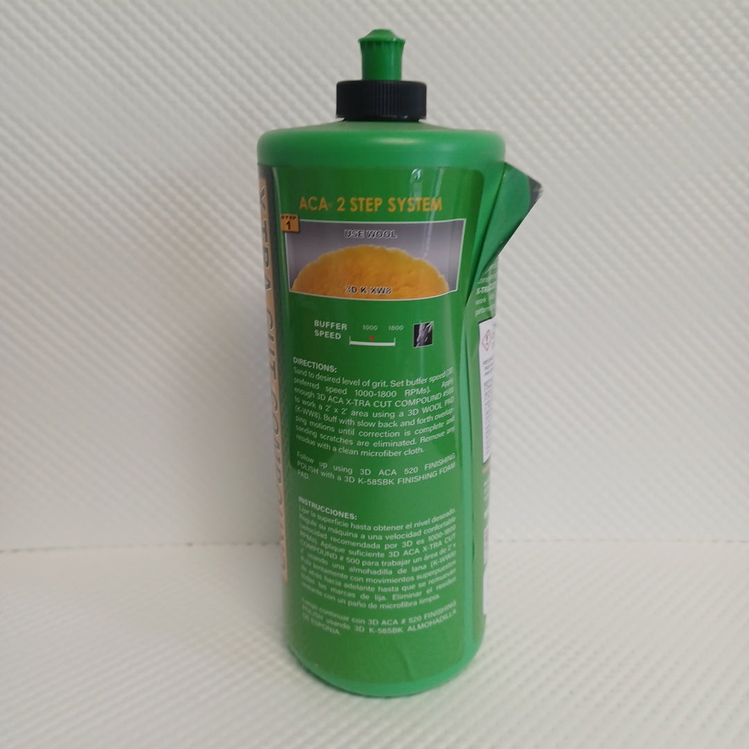 3D ACA 500 X-TRA CUT COMPOUND 32OZ .94 LT. Why Pay $26.00 per 8oz bottle. Get 32oz for much cheaper! Pick-up Only Same day pick-up