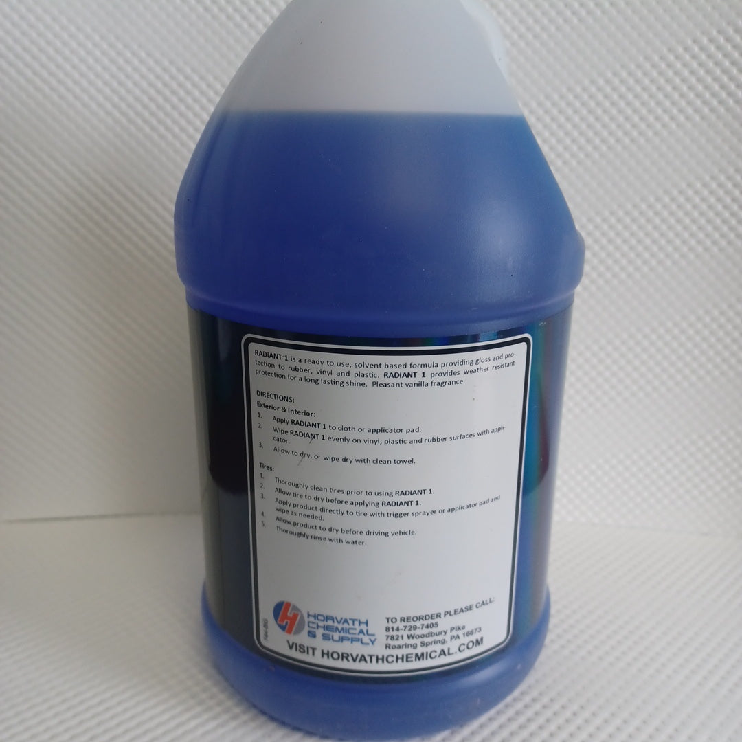 RADIANT 1 TIRE DRESSING & VINYL COATING Long Lasting Shine 1 Gallon, Pickup & Local delivery only