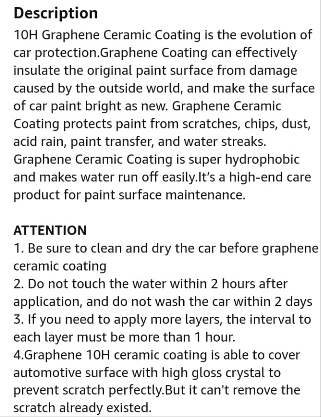 Nano king Graphene 10H+ Ceramic Coating