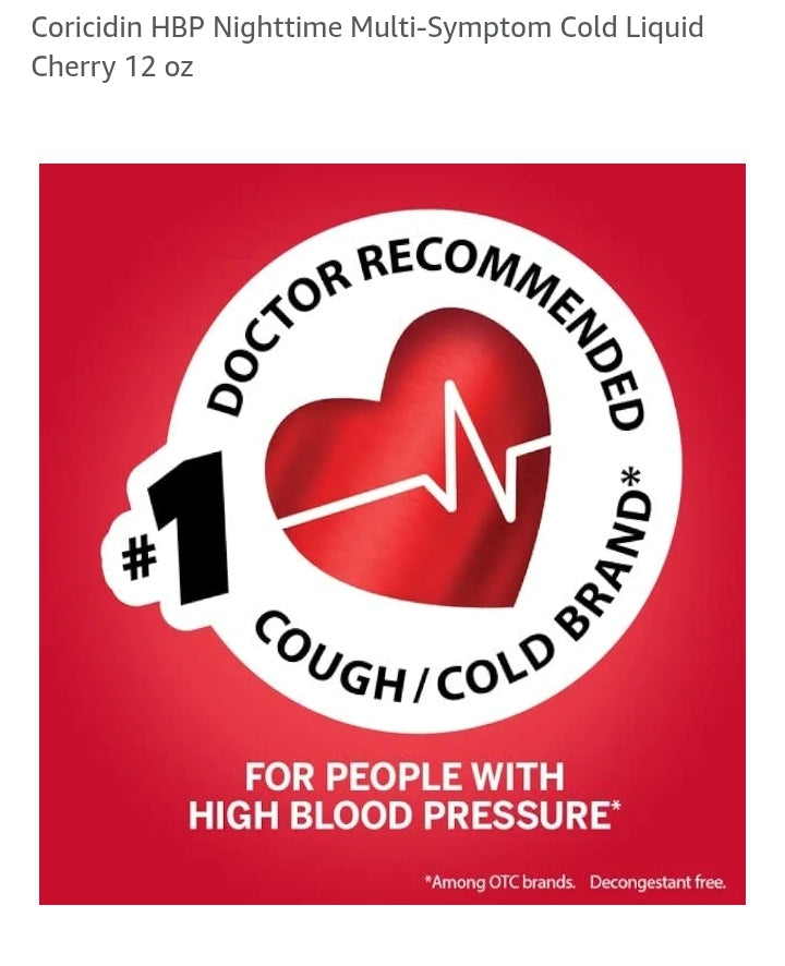 Coricidin nighttime liquid HBP (PACKAGE OF 4) Free Shipping